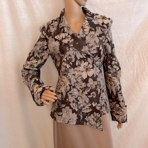 One of a kind floral brocade asymmetrical jacket